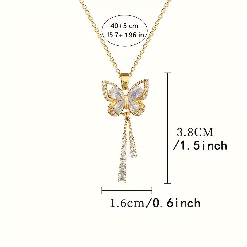Elegant Butterfly Tassel Pendant Necklace for Women & Girls
