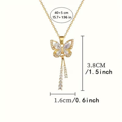 Elegant Butterfly Tassel Pendant Necklace for Women & Girls