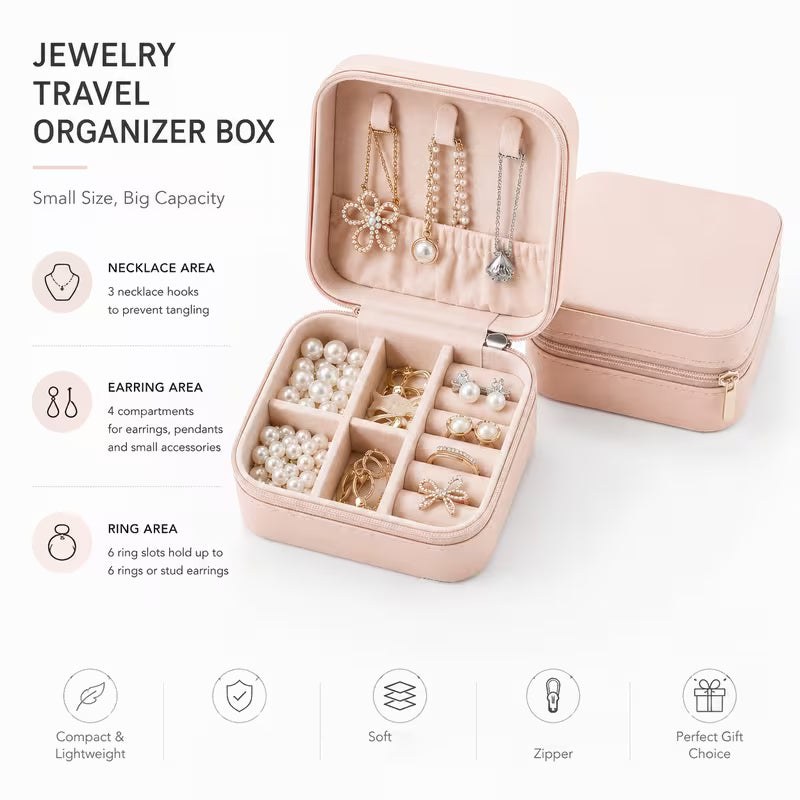 Luxury Travel Jewellery Box with Zipper
