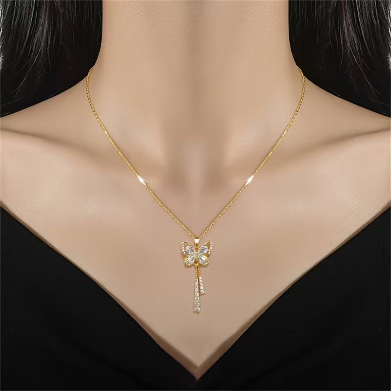 Elegant Butterfly Tassel Pendant Necklace for Women & Girls