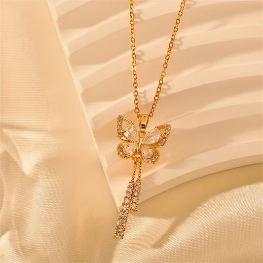 Elegant Butterfly Tassel Pendant Necklace for Women & Girls